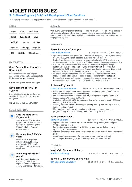 Flipped resume template preview