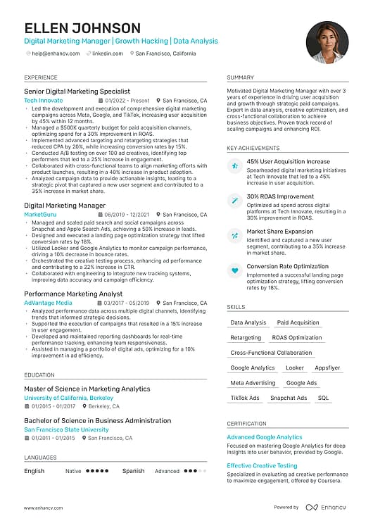 Modern Compact resume template preview